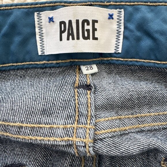 PAIGE jeans size 28 inseam 28 skyline ankle peg stretch low rise denim dark blue - Picture 6 of 7